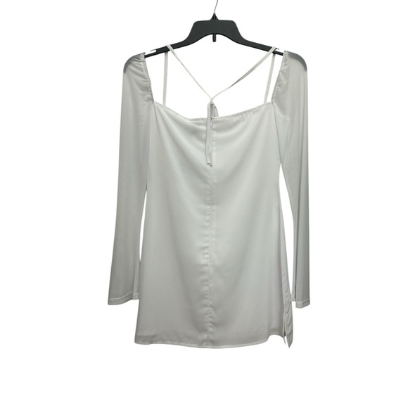 Princess Polly Dyer Sheer Sleeve Mini Dress 6 Petite White Bridal Wedding NWT - Picture 4 of 8